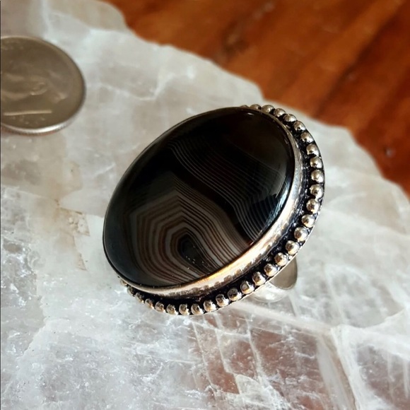 Silver Brown Agate Ring - Picture 2 of 5